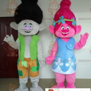 BIGGYMONKEY™s mascot of Poppy and Branch 2 cartoon trolls - Monster mascots - BIGGYMONKEY_07818 - BiggyMonkey.com