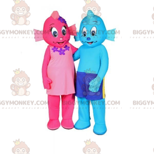 2 fish mascot BIGGYMONKEY™s one pink and one blue. 2