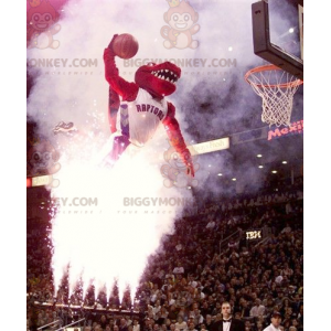 Rød dinosaur BIGGYMONKEY™ maskotkostume i sportstøj -