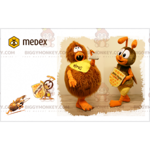 2 mascote do BIGGYMONKEY™ um vírus peludo e uma abelha com