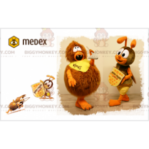 La mascota de 2 BIGGYMONKEY™: un virus y una abeja con escudo -