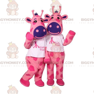2 BIGGYMONKEY™s mascot of pink and blue cows. 2 cows -