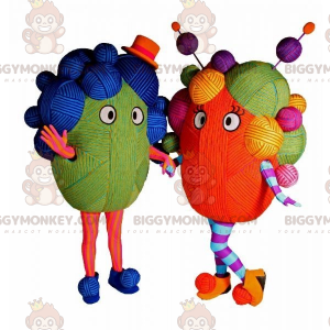 Duo de mascottes BIGGYMONKEY™ de pelotes de laine colorées -