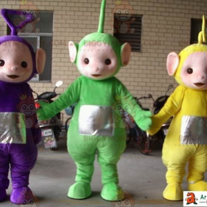 BIGGYMONKEY™s Teletubbies mascot green yellow and purple. 3