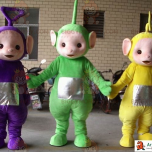 Maskot BIGGYMONKEY™s Teletubbies zelená, žlutá a fialová. 3