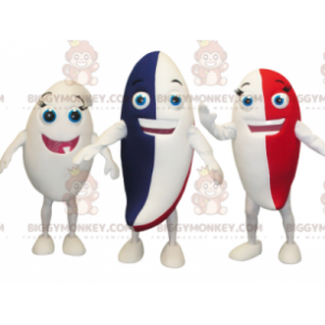 3 BIGGYMONKEY™s colorful toothpaste character mascots -