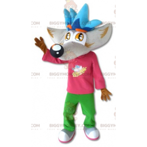 Costume de mascotte BIGGYMONKEY™ de loup gris et marron avec