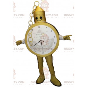 Χρυσό ρολόι τσέπης στολή μασκότ BIGGYMONKEY™. κοστούμι ρολογιού
