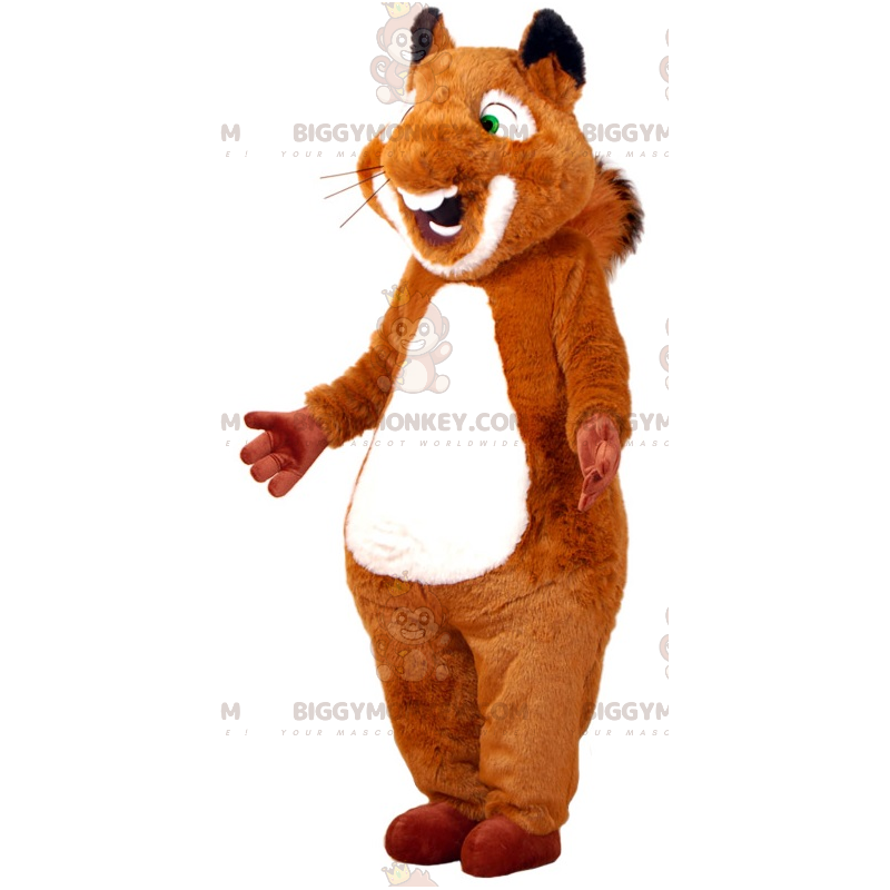 BIGGYMONKEY™ Mascot Costume Brown and White Squirrel with Green