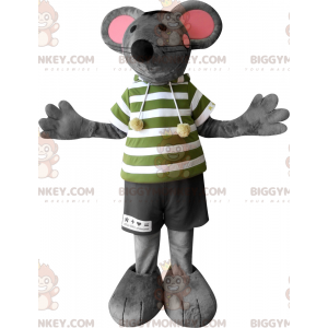 BIGGYMONKEY™ Mascot Costume Gray and Pink Mouse with Big Ears -