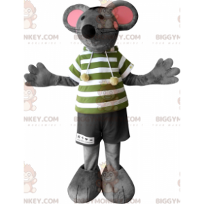 BIGGYMONKEY™ Mascot Costume Gray and Pink Mouse with Big Ears -