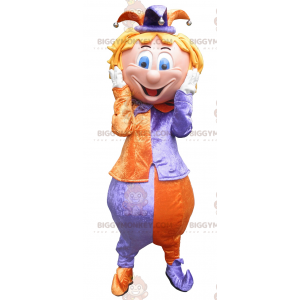 Disfraz de mascota BIGGYMONKEY™ Jester Trickster muy colorido -