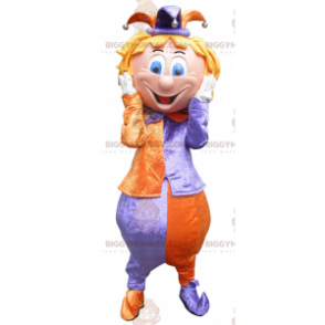 Disfraz de mascota BIGGYMONKEY™ Jester Trickster muy colorido -