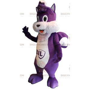 Cute and Chubby Purple and White Squirrel BIGGYMONKEY™ Mascot