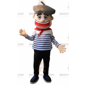 Sailor Sailor BIGGYMONKEY™ maskotkostyme med beret - Fiskemaskotter - BIGGYMONKEY_07859 - BiggyMonkey.com