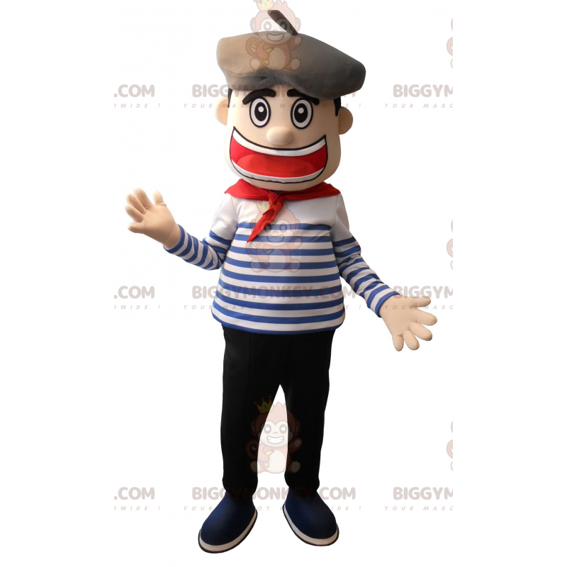 Sailor Sailor BIGGYMONKEY™ maskotkostyme med beret - Fiskemaskotter - BIGGYMONKEY_07859 - BiggyMonkey.com