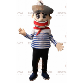 Sailor Sailor BIGGYMONKEY™ maskotkostyme med beret - Fiskemaskotter - BIGGYMONKEY_07859 - BiggyMonkey.com