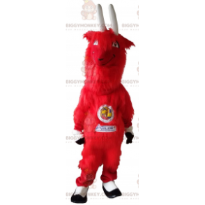 BIGGYMONKEY™ Aelos lurvig röd get med stora horns maskotdräkt - Bondgårdsdjur - BIGGYMONKEY_07862 - BiggyMonkey.com