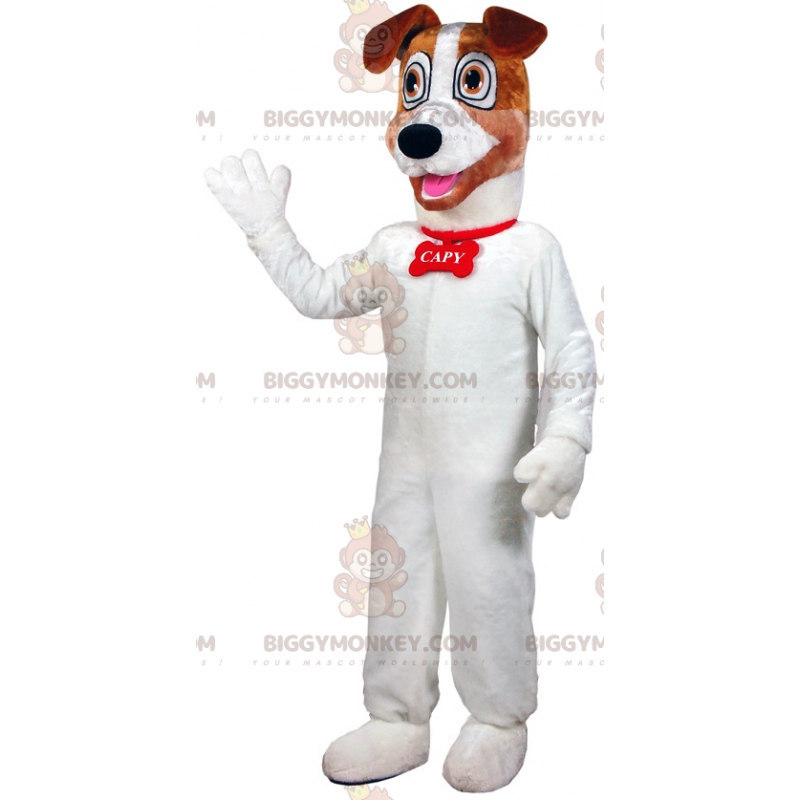 Hvid og brun hund BIGGYMONKEY™ maskotkostume. hundekostume - Hvid og brun hund BIGGYMONKEY™ maskotkostume. hundekostume -