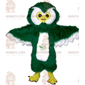 Giant Hairy Green and White Owl BIGGYMONKEY™ Mascot Costume –