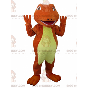 Rød og gul krokodille BIGGYMONKEY™ maskotkostume. Dinosaur