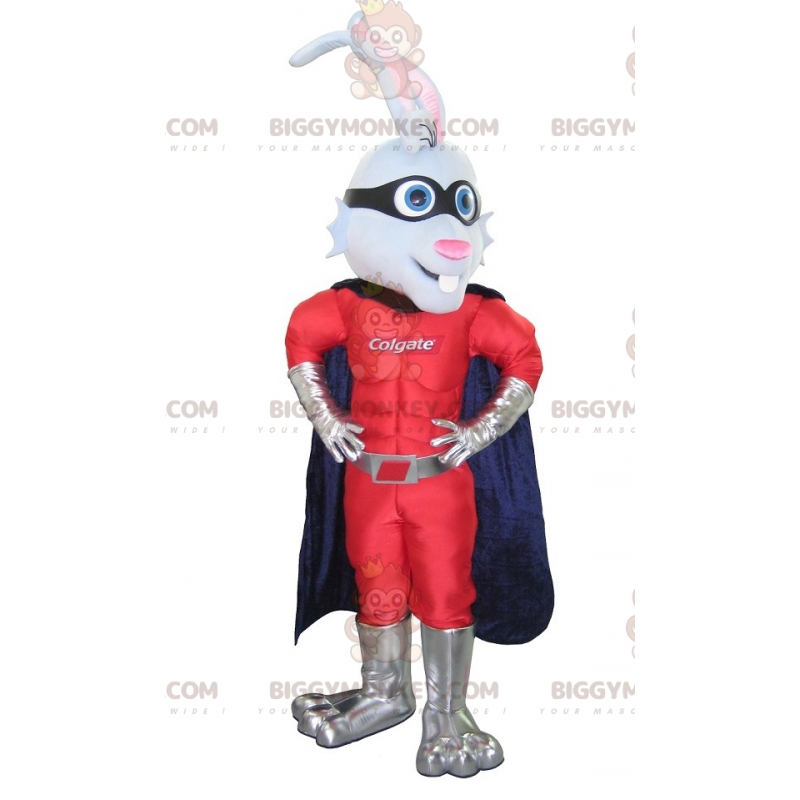 Traje de mascote de coelho super-herói BIGGYMONKEY™ com faixa