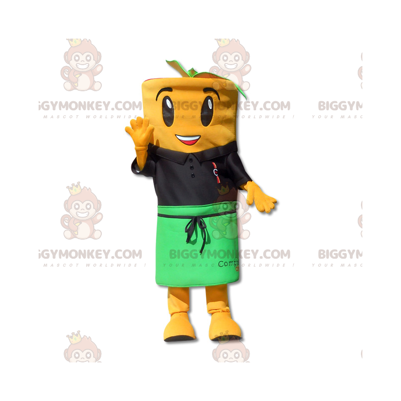 Costume da mascotte BIGGYMONKEY™ carota arancione con polo e Costume da mascotte BIGGYMONKEY™ carota arancione con polo e
