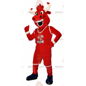 Costume da mascotte BIGGYMONKEY™ di bufalo di mucca rossa e