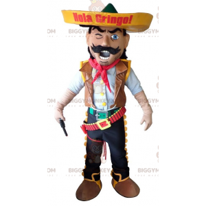 Cowboy BIGGYMONKEY™ maskotdräkt. Mexikansk sheriff BIGGYMONKEY™