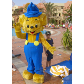 BIGGYMONKEY™ Maskottchen-Kostüm Beige Teddy im Overall - Bärenmaskottchen - BIGGYMONKEY_0927 - BiggyMonkey.com