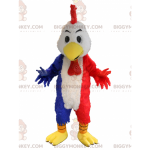 Blue White and Red Hen Rooster BIGGYMONKEY™ Mascot Costume. -