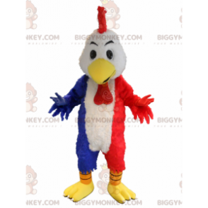  Blå vit och röd höns tupp BIGGYMONKEY™ maskotdräkt. - Höns maskot - tuppar - kycklingar - BIGGYMONKEY_07904 - BiggyMonkey.com