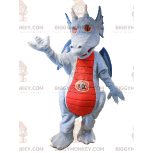 Costume da mascotte BIGGYMONKEY™ drago blu e rosso. Fantastico