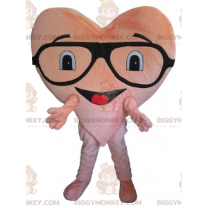 Giant Pink Heart BIGGYMONKEY™ Mascot Costume with Glasses –