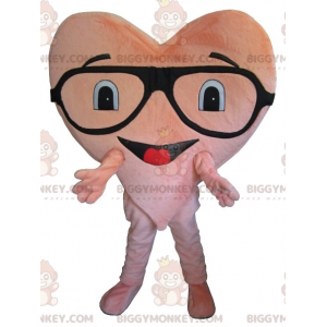 Riesiges pinkes Herz BIGGYMONKEY™ Maskottchen-Kostüm mit Brille