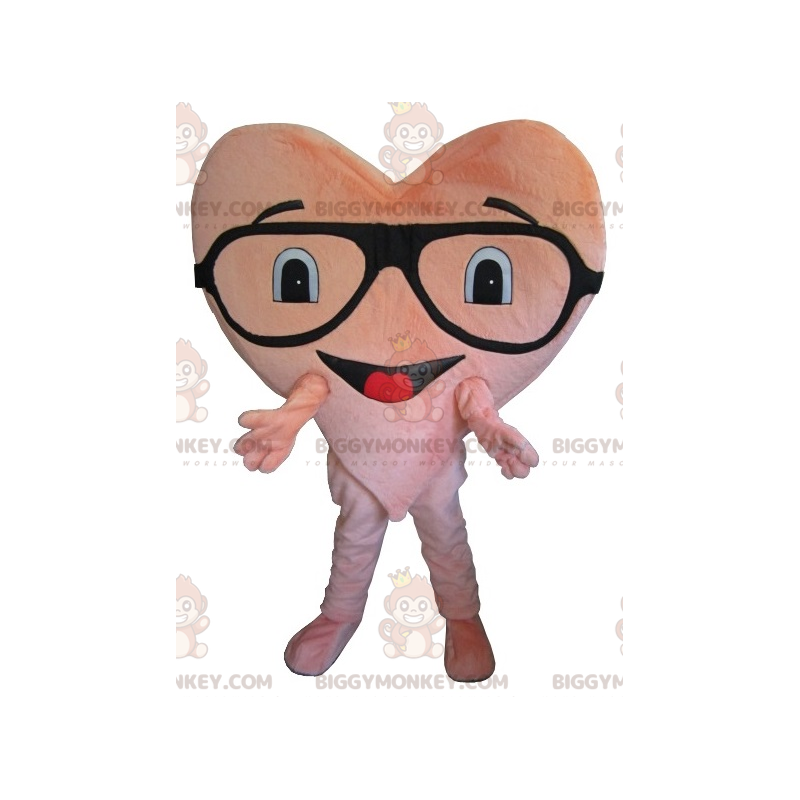 Giant Pink Heart BIGGYMONKEY™ Mascot Costume with Glasses -