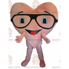Giant Pink Heart BIGGYMONKEY™ Mascot Costume with Glasses -