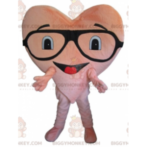 Στολή μασκότ με Giant Pink Heart BIGGYMONKEY™ με γυαλιά -