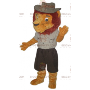 Lion BIGGYMONKEY™ Mascot Costume Dressed In Explorer Outfit -