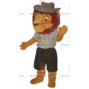 Lion BIGGYMONKEY™ Mascot Costume Dressed In Explorer Outfit –