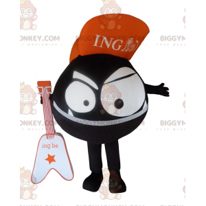 Costume de mascotte BIGGYMONKEY™ de monstre noir tout rond.