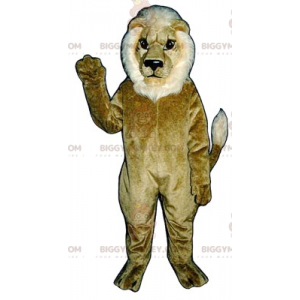 Ruskea ja valkoinen leijona BIGGYMONKEY™ maskottiasu -