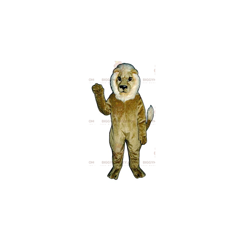 Braun-weißer Löwe BIGGYMONKEY™ Maskottchen-Kostüm -