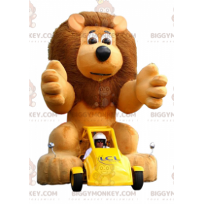 BIGGYMONKEY™ Maskottchenkostüm eines gelben Autos mit einem