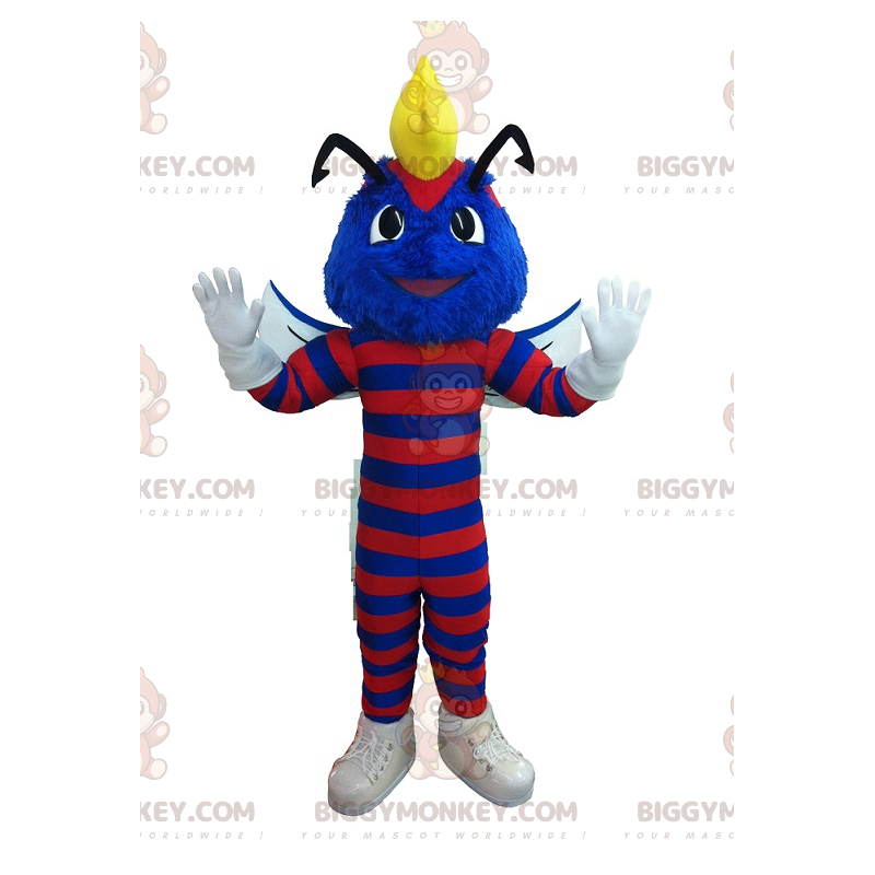 Costume da mascotte BIGGYMONKEY™ da insetto bruco blu e rosso - Costume da mascotte BIGGYMONKEY™ da insetto bruco blu e rosso -