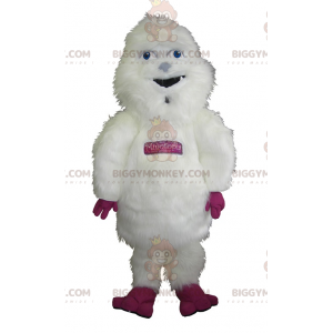 BIGGYMONKEY™ Gigantisch harig wit en roze Yeti-mascottekostuum