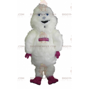  BIGGYMONKEY™ Costume da mascotte Yeti peloso gigante bianco e rosa - Mascotte dei mostri - BIGGYMONKEY_07942 - BiggyMonkey.com