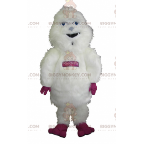 BIGGYMONKEY™ Giant Hairy White & Pink Yeti Mascot Costume -
