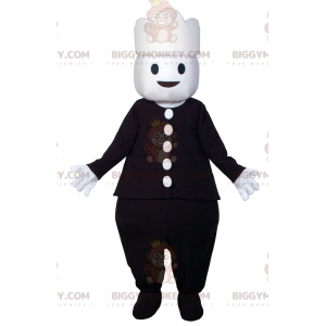 BIGGYMONKEY™ mascottekostuum in het zwart gekleed. BIGGYMONKEY™