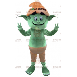 Costume de mascotte BIGGYMONKEY™ de lutin vert d'elfe géant.